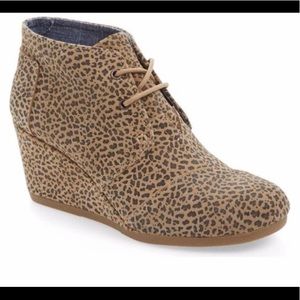 TOMS Desert Cheetah Print Wedge Booties